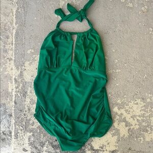 Women’s Green Halter One-Piece Swimsuit